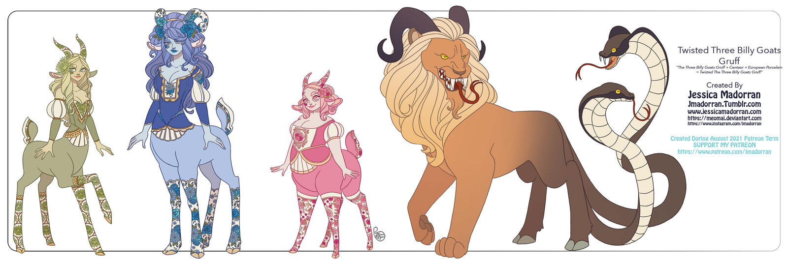 Patreon August 2021 - Twisted Three Billy Goats Gruff Character Line Up  