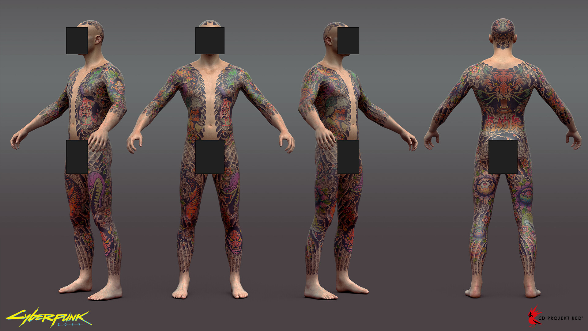 Waldek Kamiński Cyberpunk 2077 Color Tattoos Tyger Claws Gang