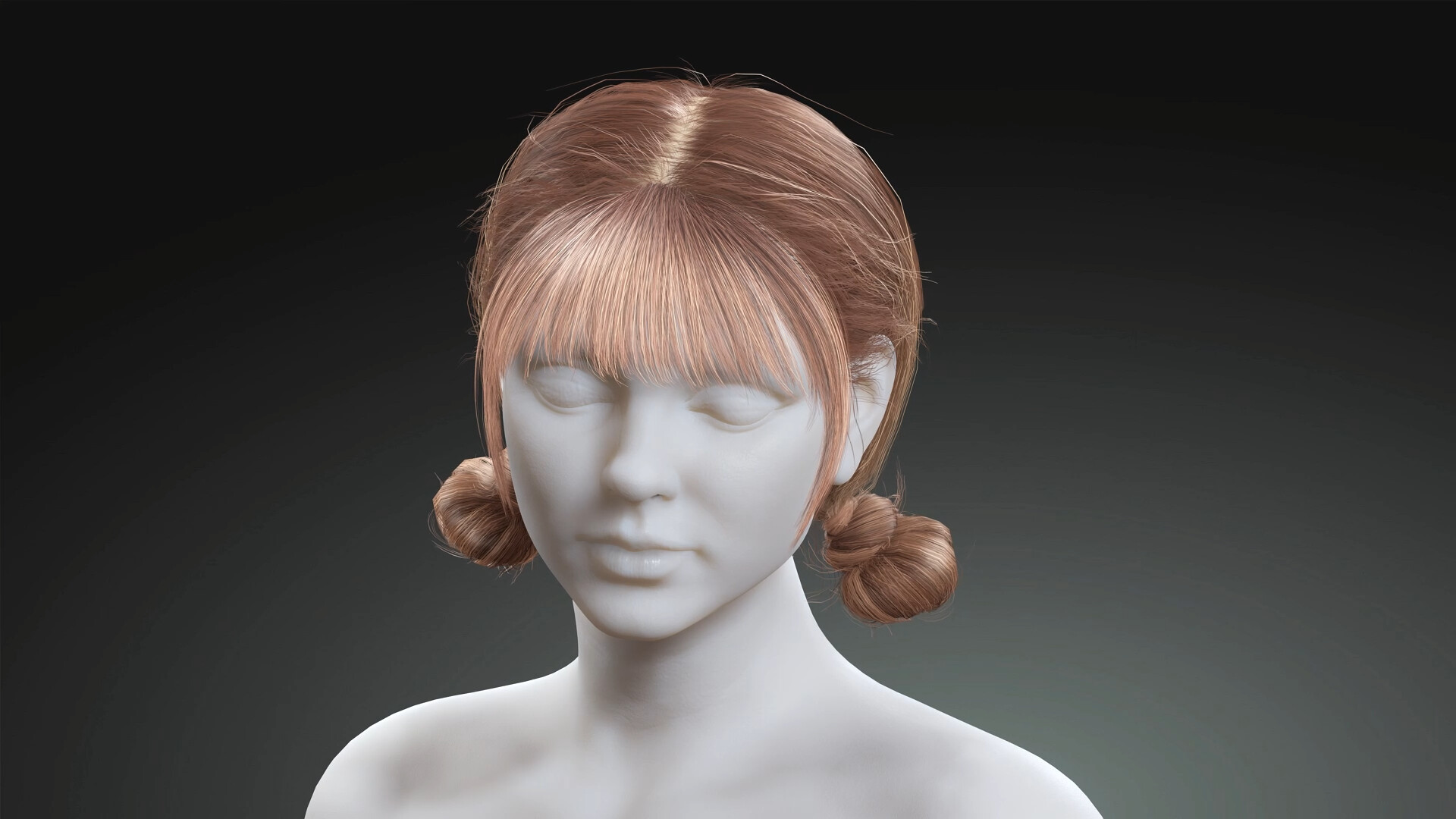 ArtStation - Female Hairstyle: Two Low Space Buns