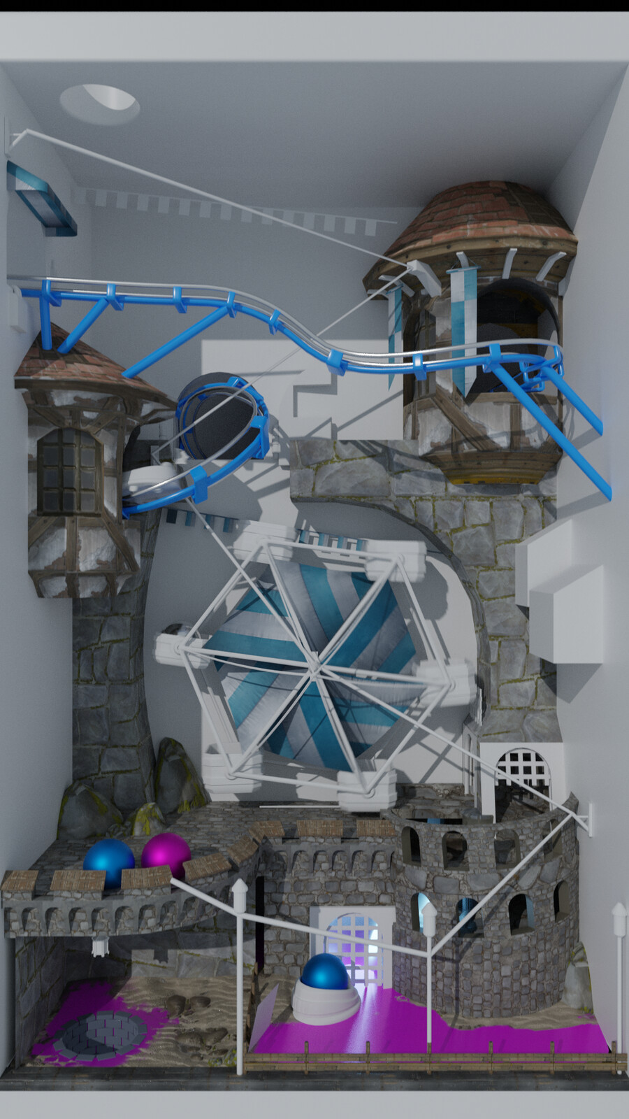 Some blocking in of the textures and colors. I went with the Substance Source: Pirate materials to ensure consistency with art style whilst providing a high quality finish to the materials given the time constraints.