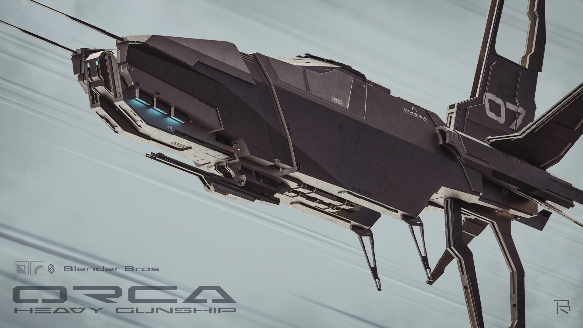 Ponte Ryuurui ORCA heavy scifi gunship concept model for the