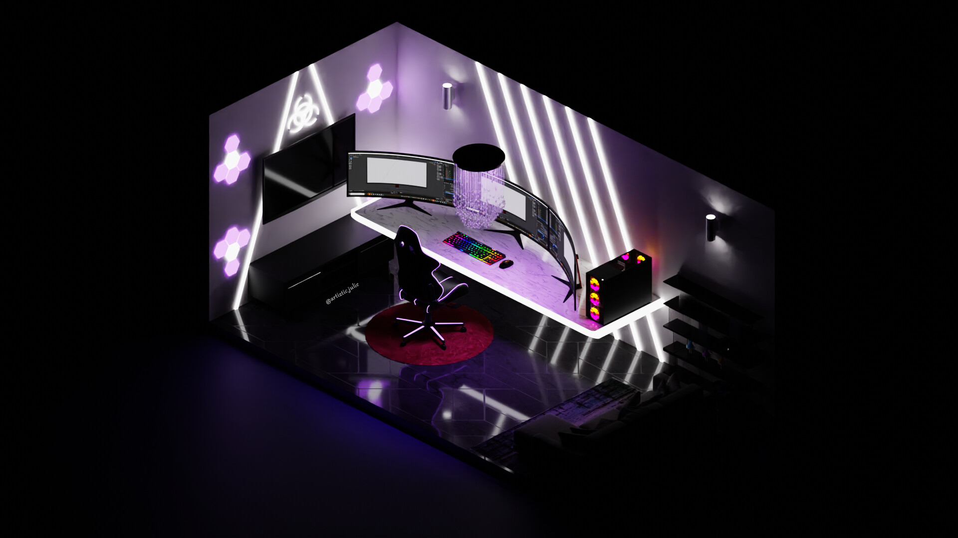 ArtStation - Gaming Setup Room 3 - Purple