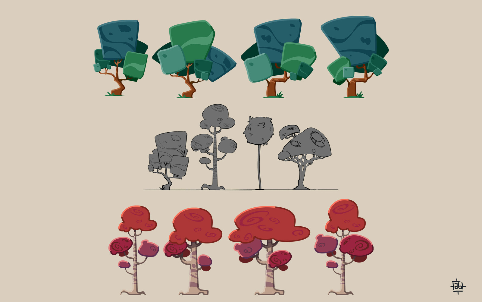 stylized 2D tree design