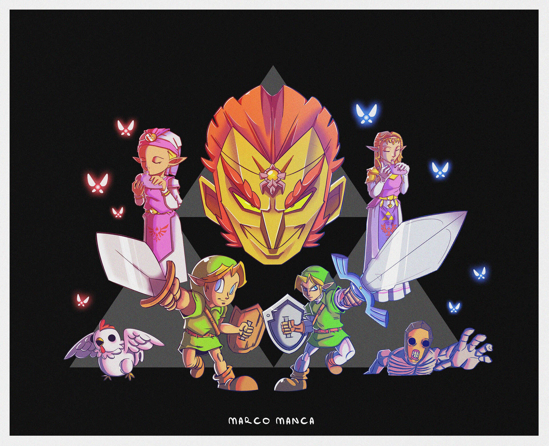 Uomo-S Mush Débardeur Zelda Triforce Games by Dress Your Style Nera
