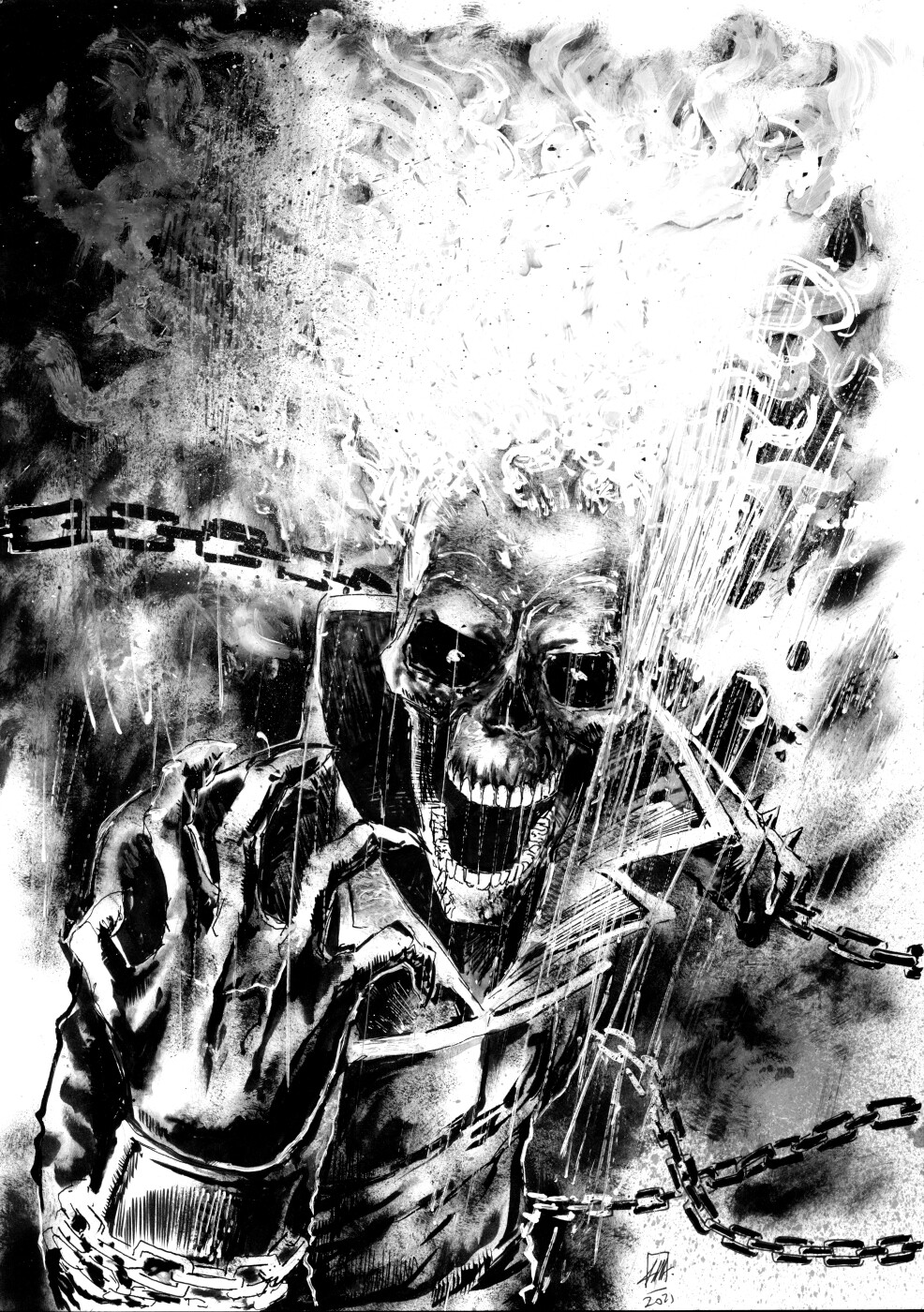 A Ghost Rider sketch from my sketch book Done with ink brush and copic  markers  rMarvel