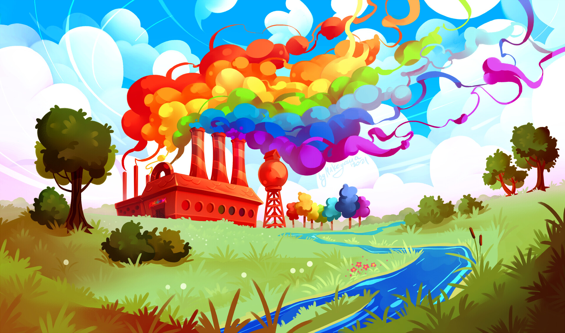rainbow factory wallpaper