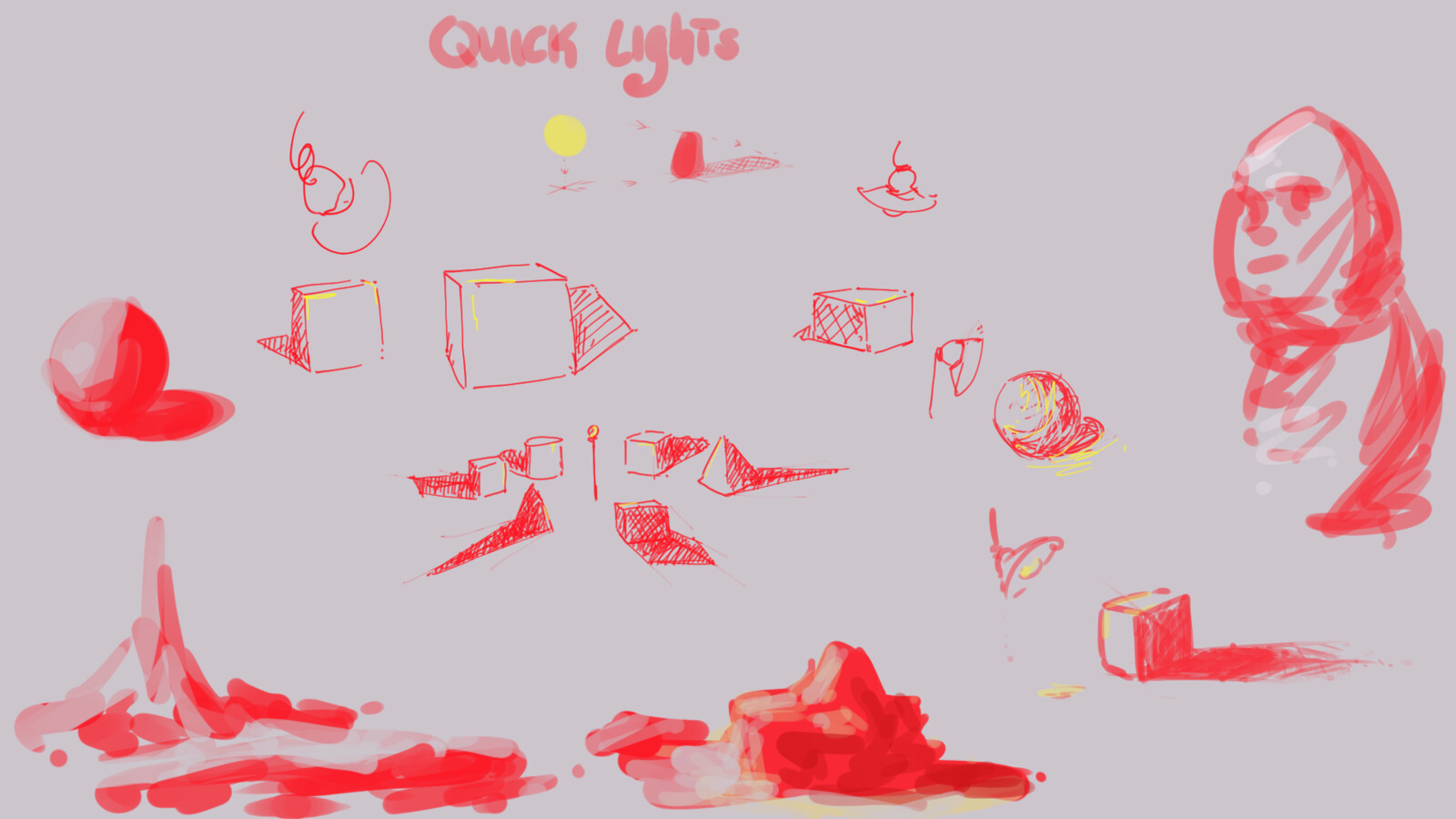 Quick sketch about some lights/lighting, to practice and to demonstrate some concepts to a friend.