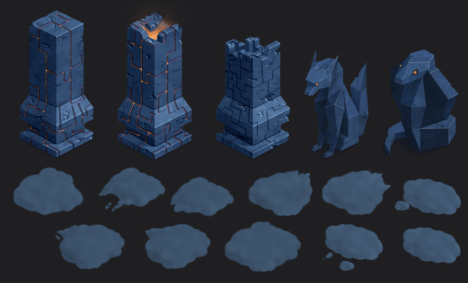 The assets I made on Photoshop
