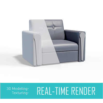 3D Modern Single Sofa