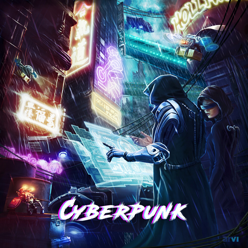 Cyberpunk VR game main art by Kseniia Ostapenko Cyberpunk