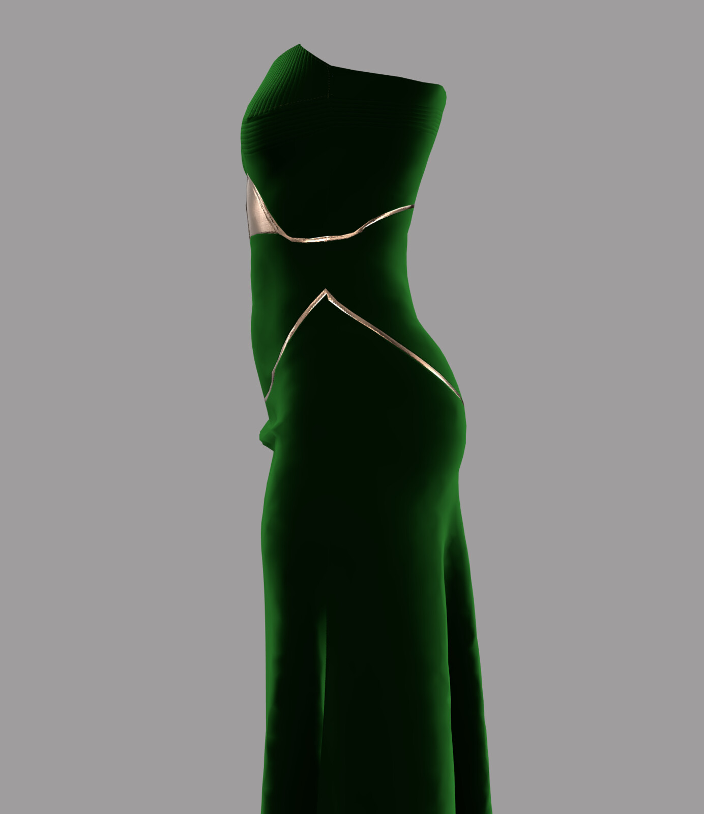 Green Scarab velvet evening gown
