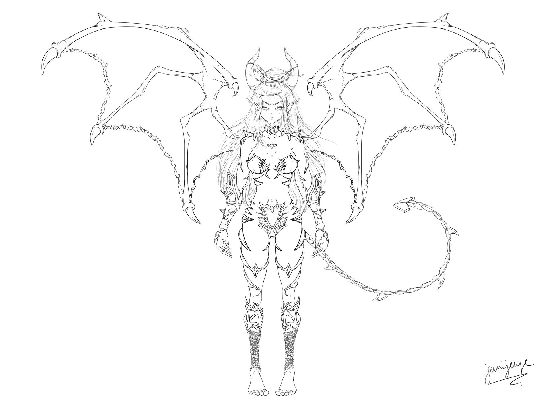 anime devil girl coloring pages