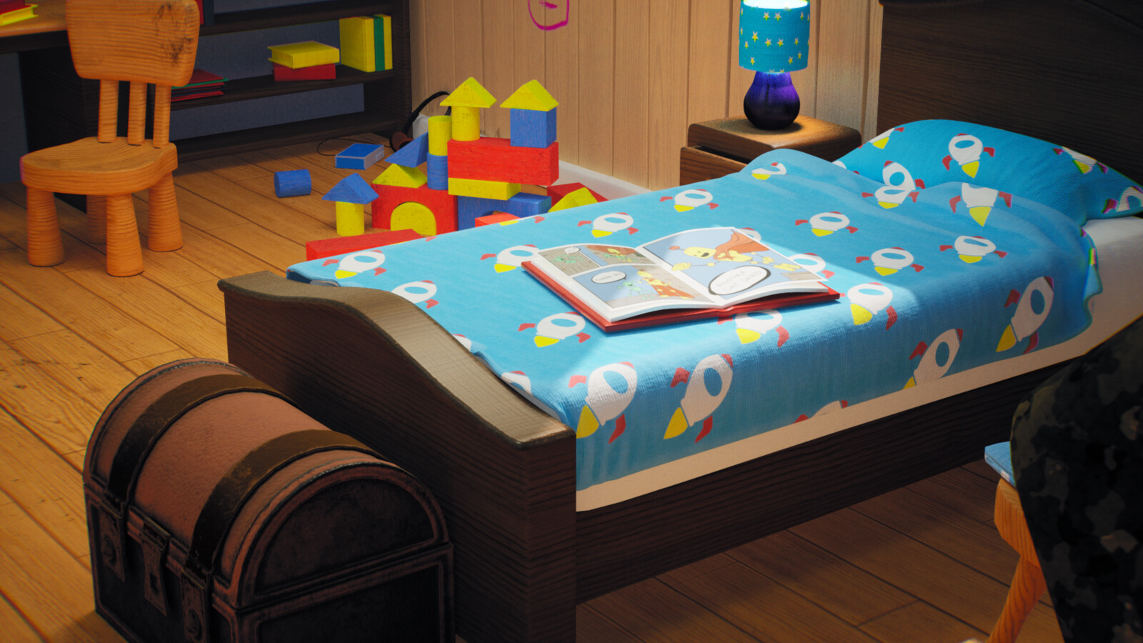 I textured most of the bedroom interior assets shown