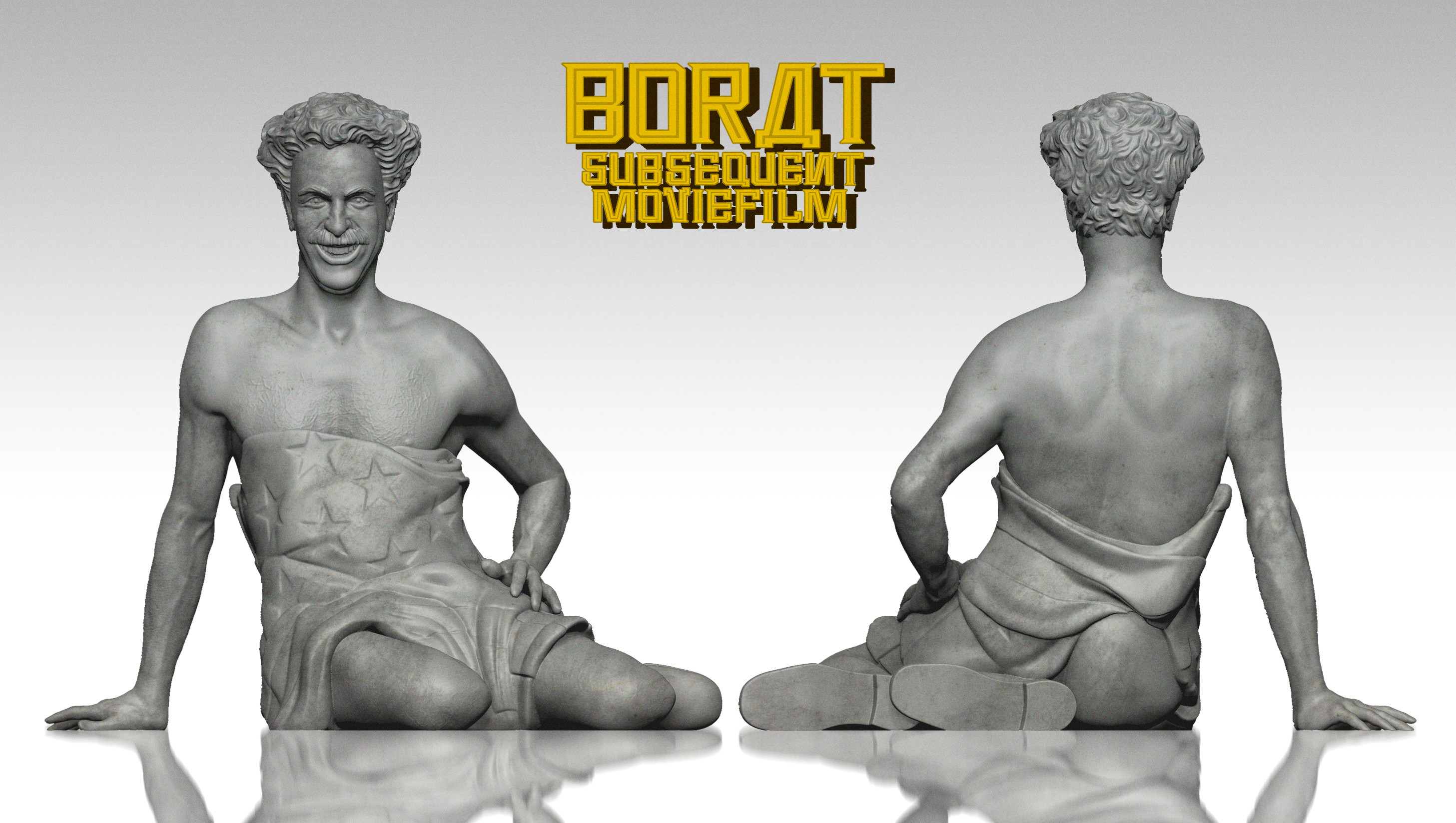 Zbrush Sculpture or nude Borat in American flag 