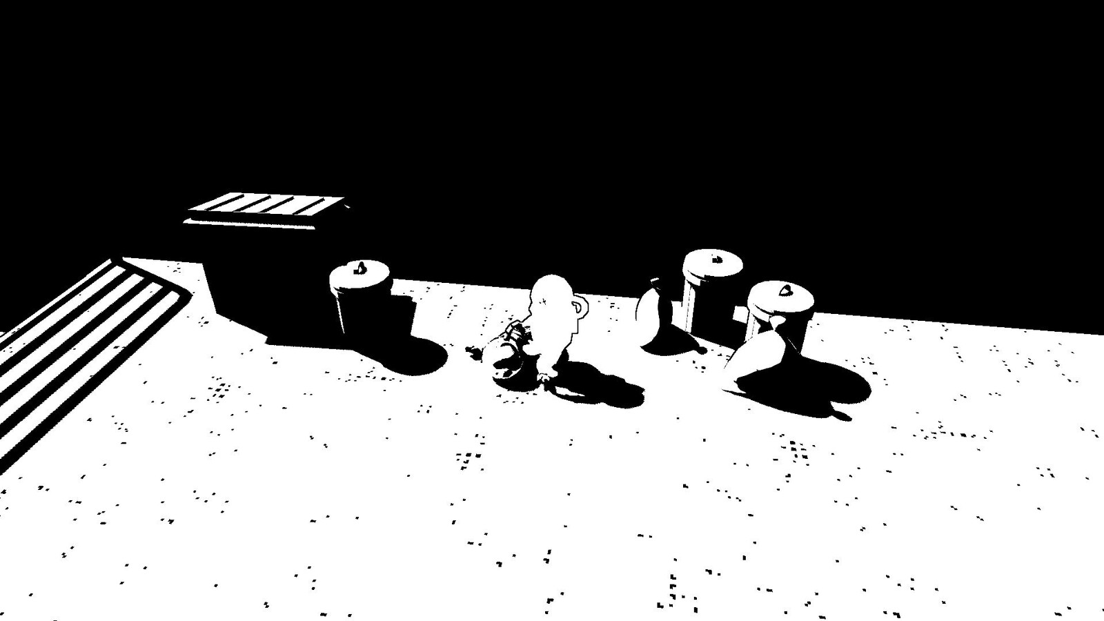 The Trash Room. Props I created in this environment include: rash cans, bags, and dumpsters.