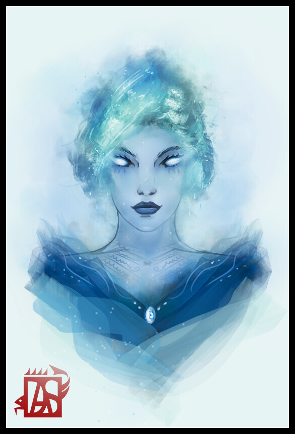 "Noble and resplendent, the Water Djinn do so enjoy their peace and quiet amongst the raining shrines; a whole in an ocean of droplets, where unruly waves lie in wait"
