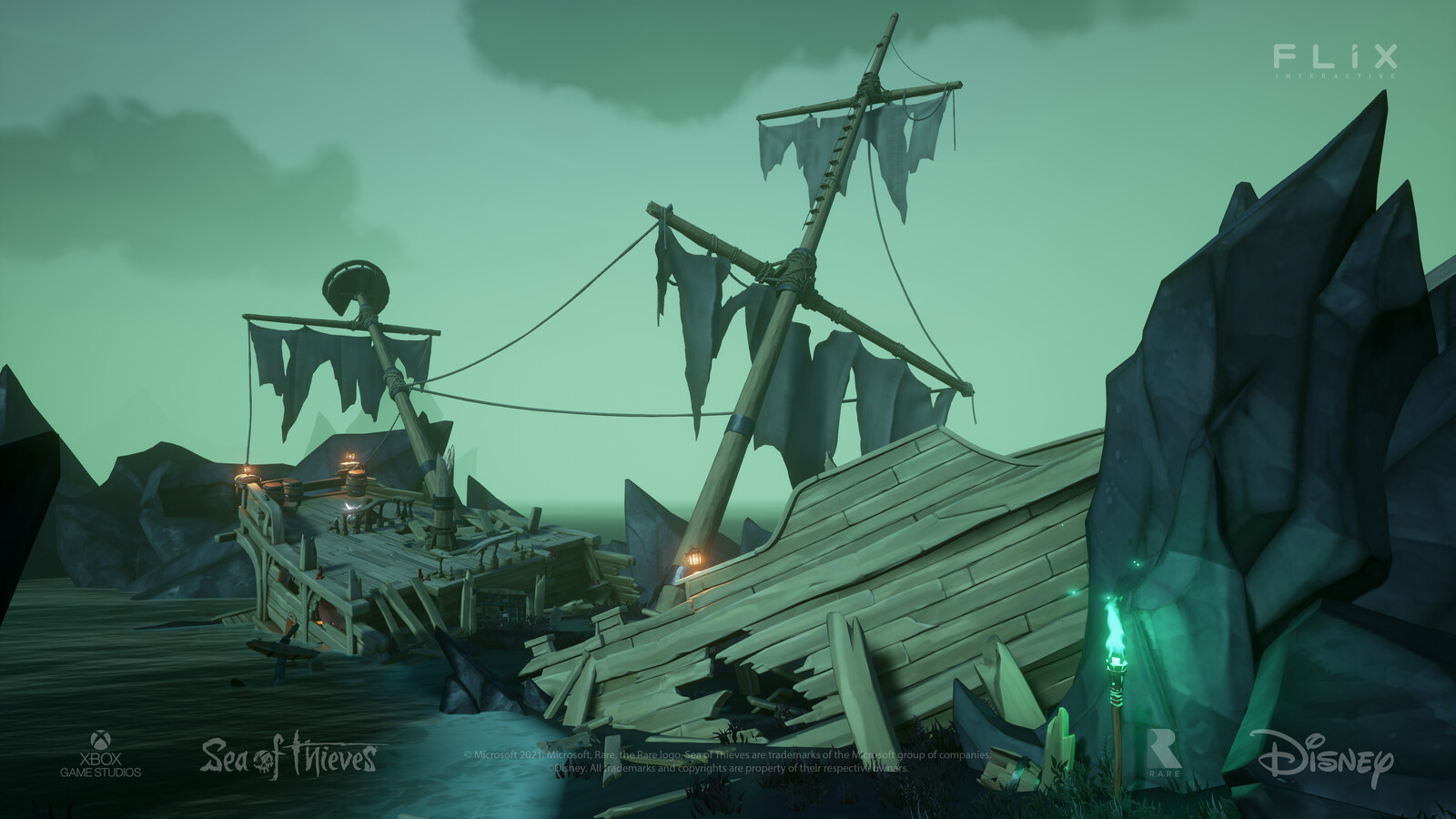 One of the first locations I got to work on, I did the initial work to create this Shipwreck area and it was built on by other artists.
