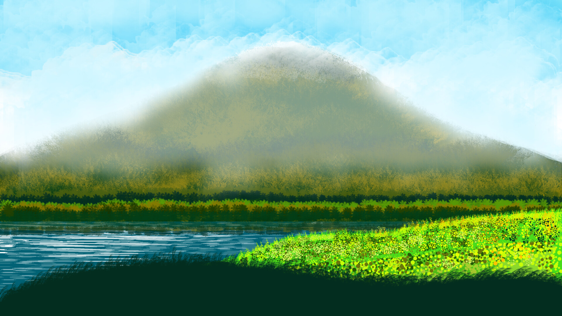 ArtStation I see yellow flowers on green grass