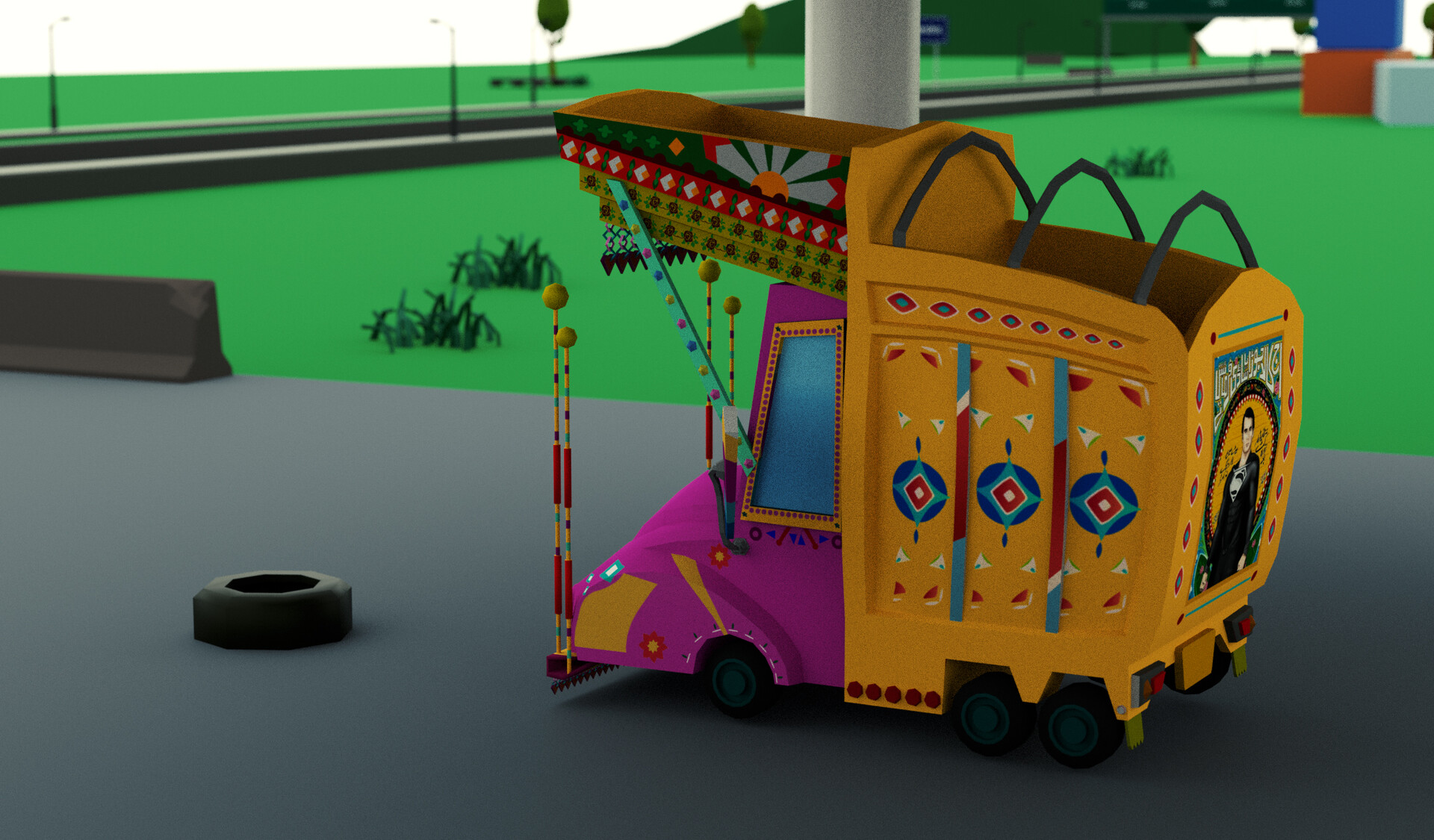 ArtStation - 3d Low Poly Cartoon Highway Truck Game