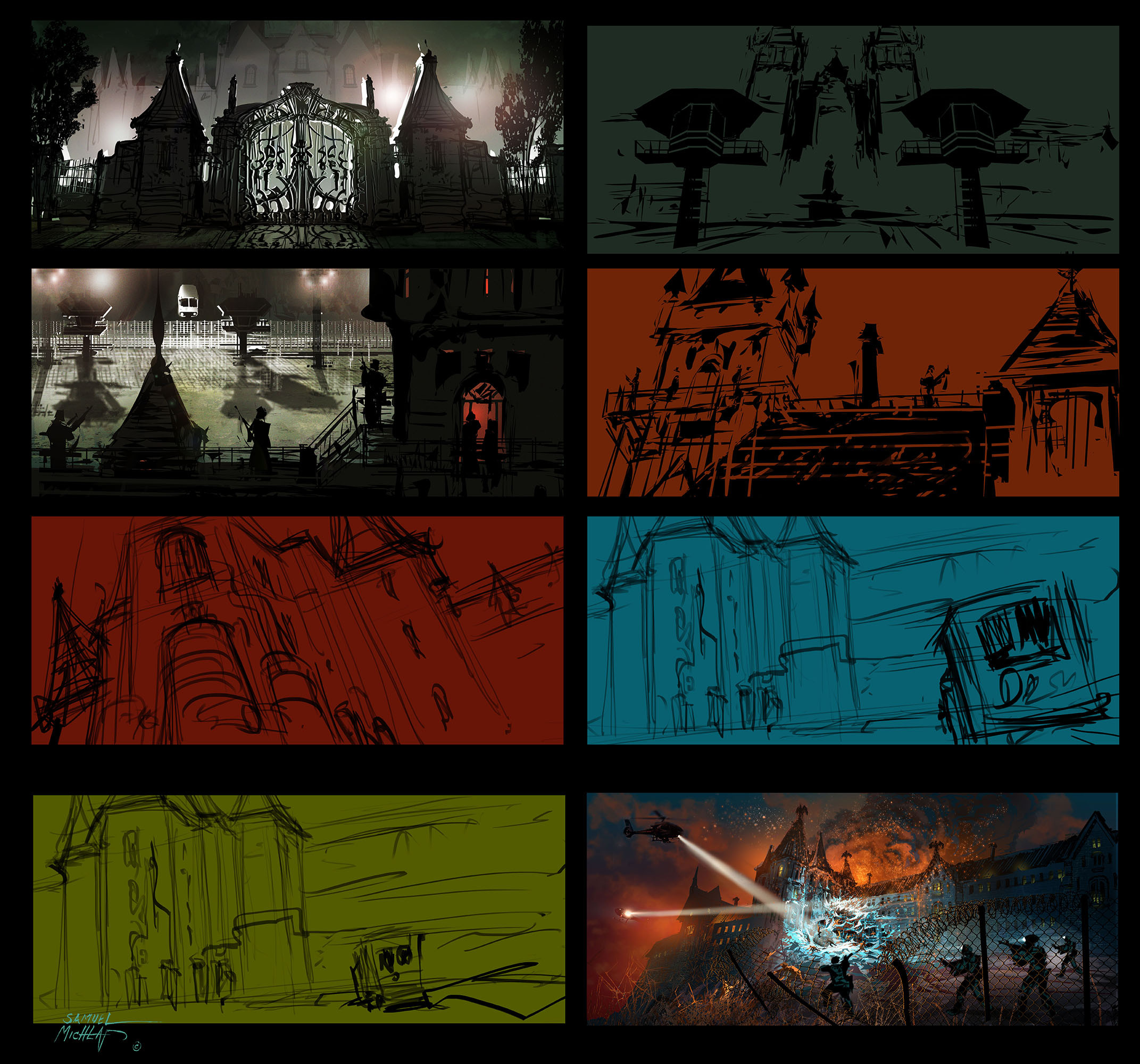 Rough process for how I block quick story sketches