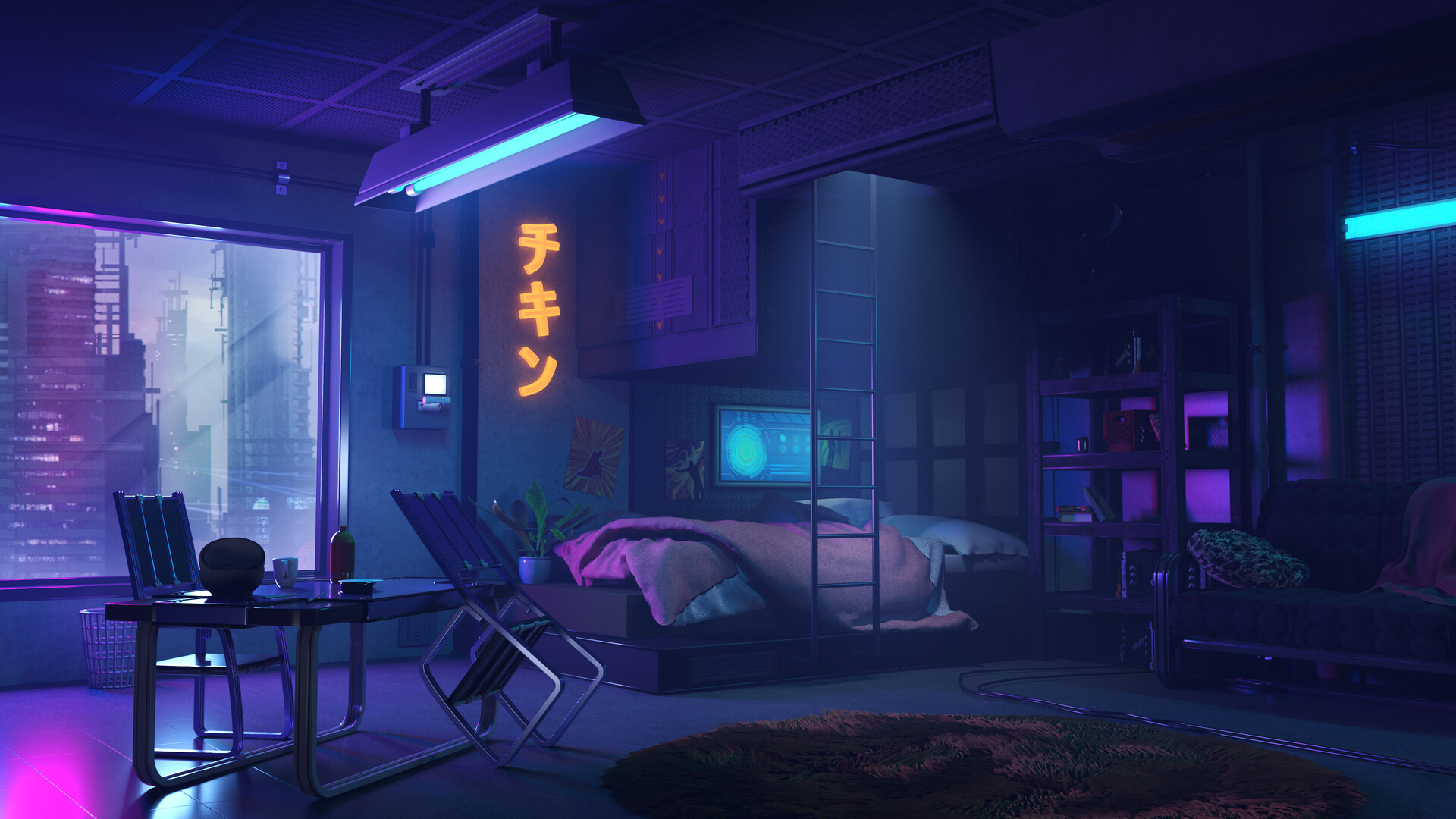 ArtStation - Cyberpunk room visualisation