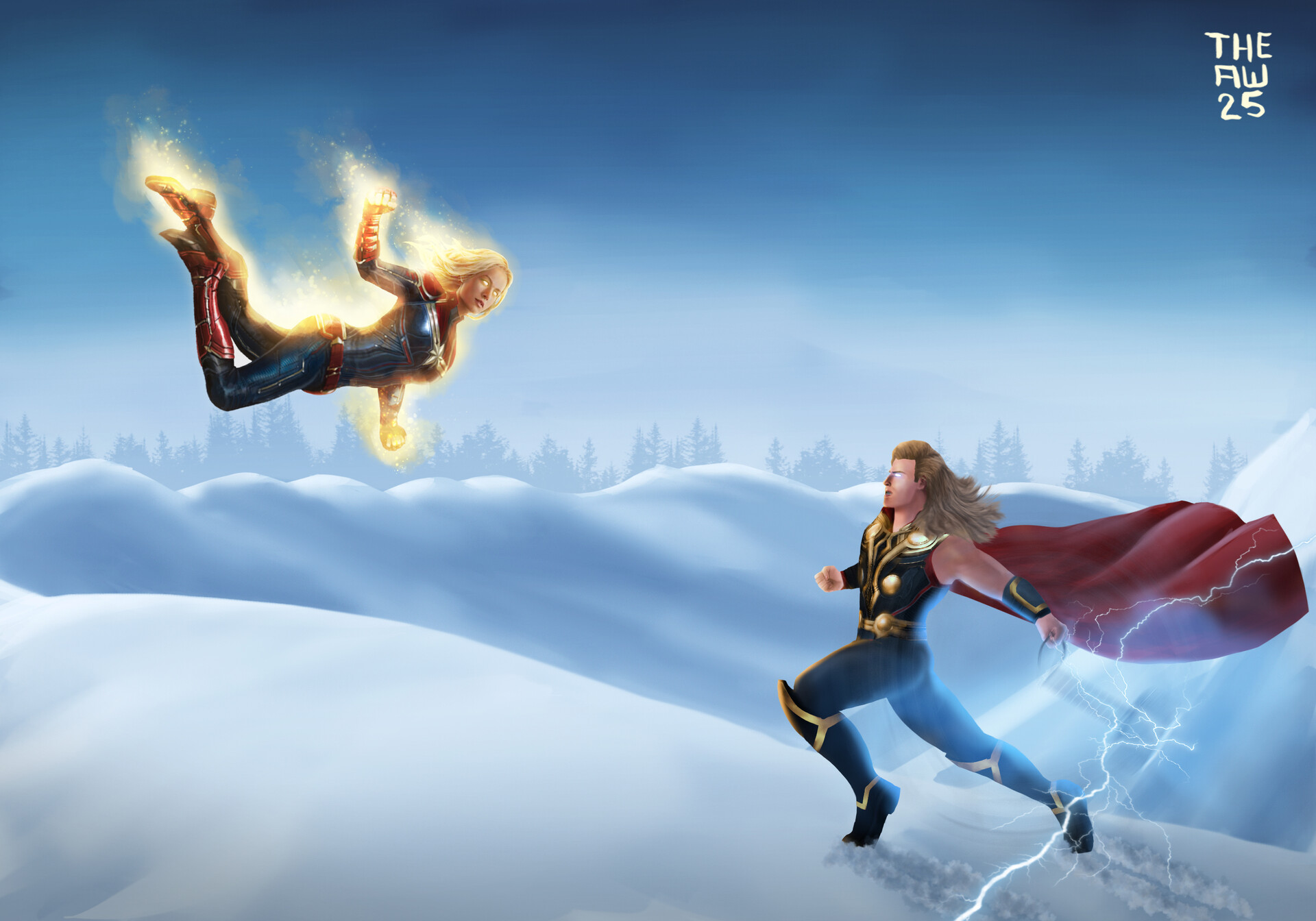 Artstation - Thor Vs Captain Marvel What If...?