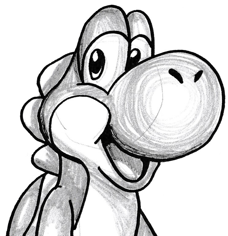 ArtStation Yoshi and Donkey Kong black and white