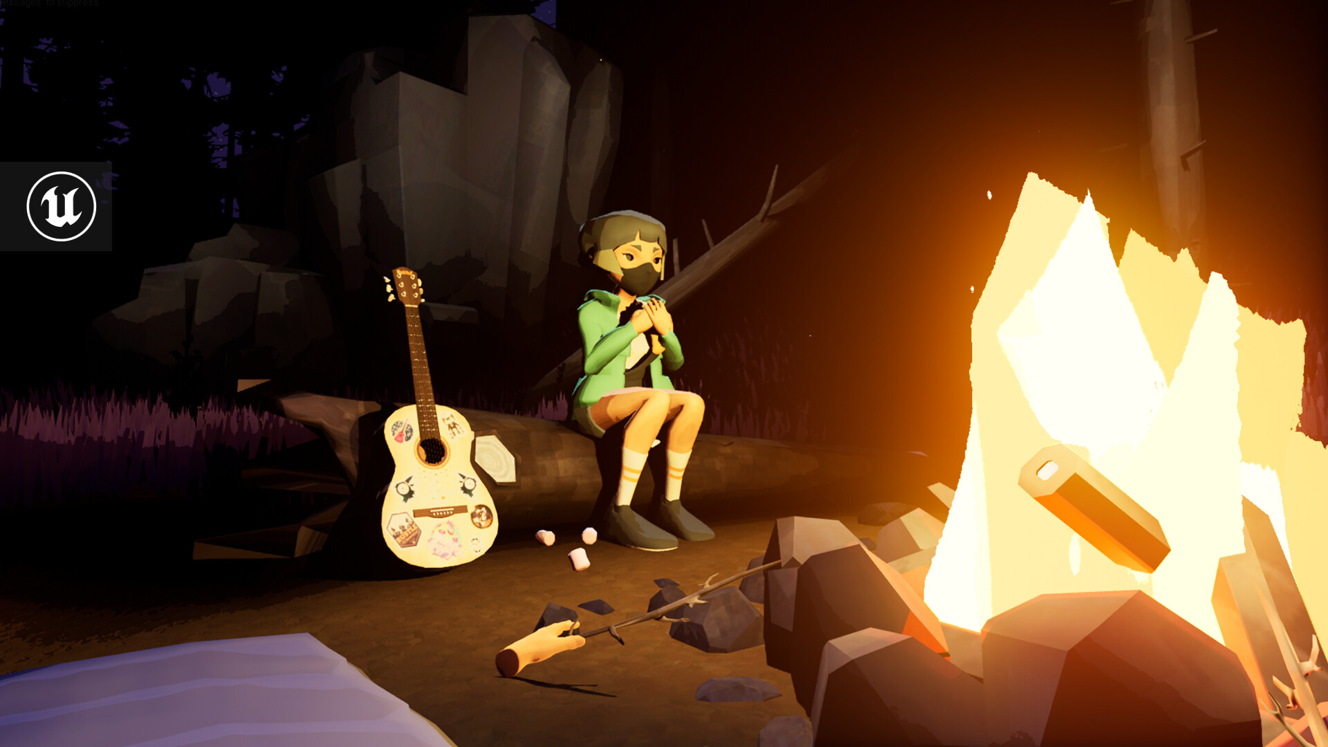 Rudy Michel Acoustic Guitar with stickers VR Game "Rustle"