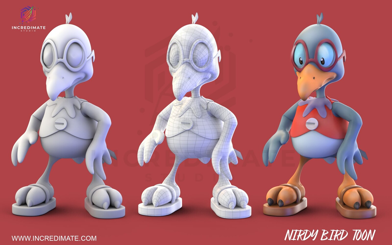 3D Nirdy Bird Toon - Incredimate Studio 