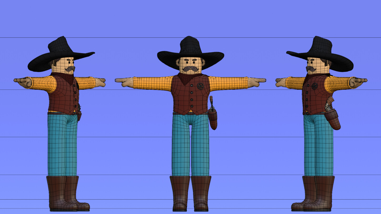 3-view_Color_wireframe