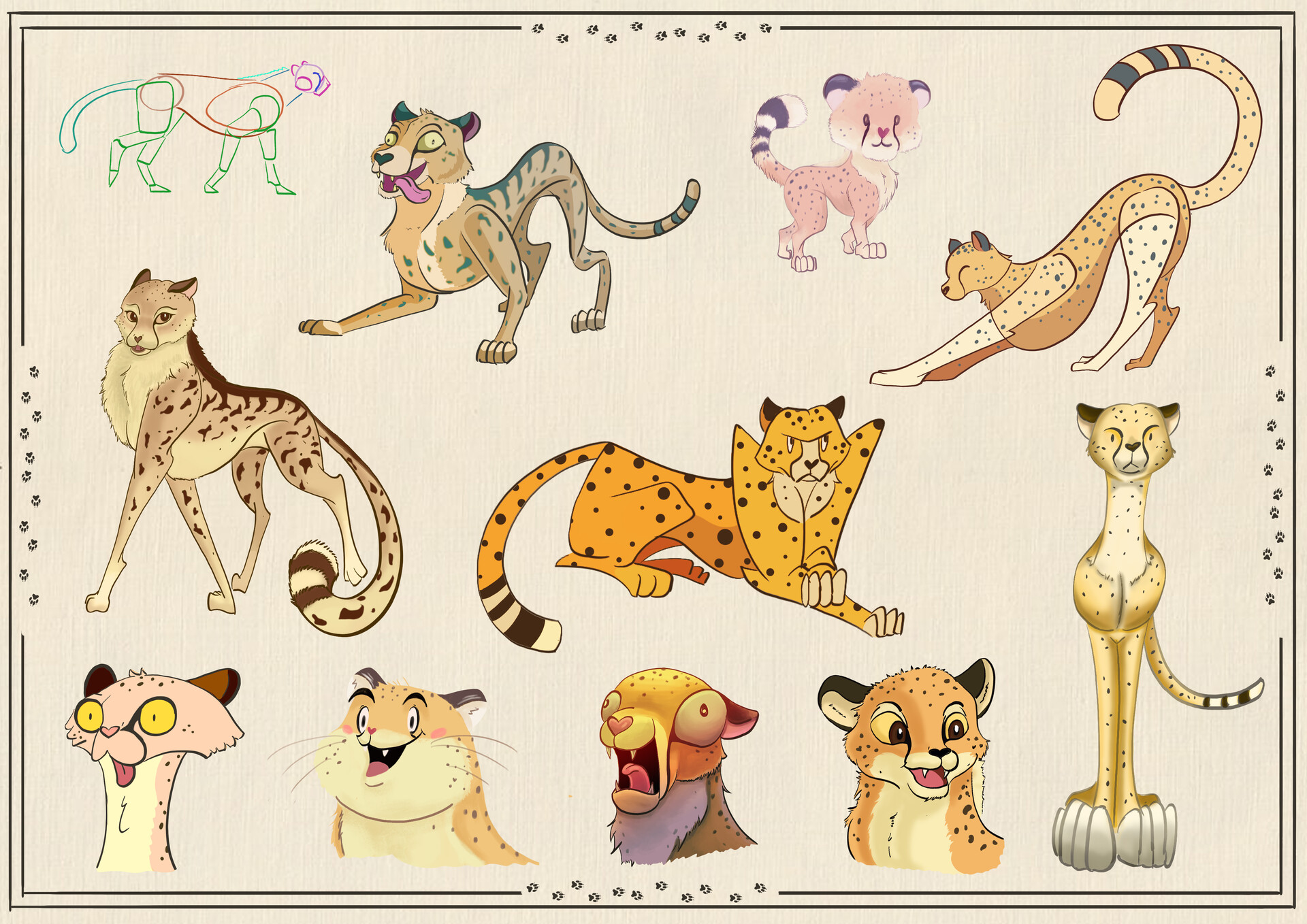 ArtStation - Cheetah cartoon style & Studies