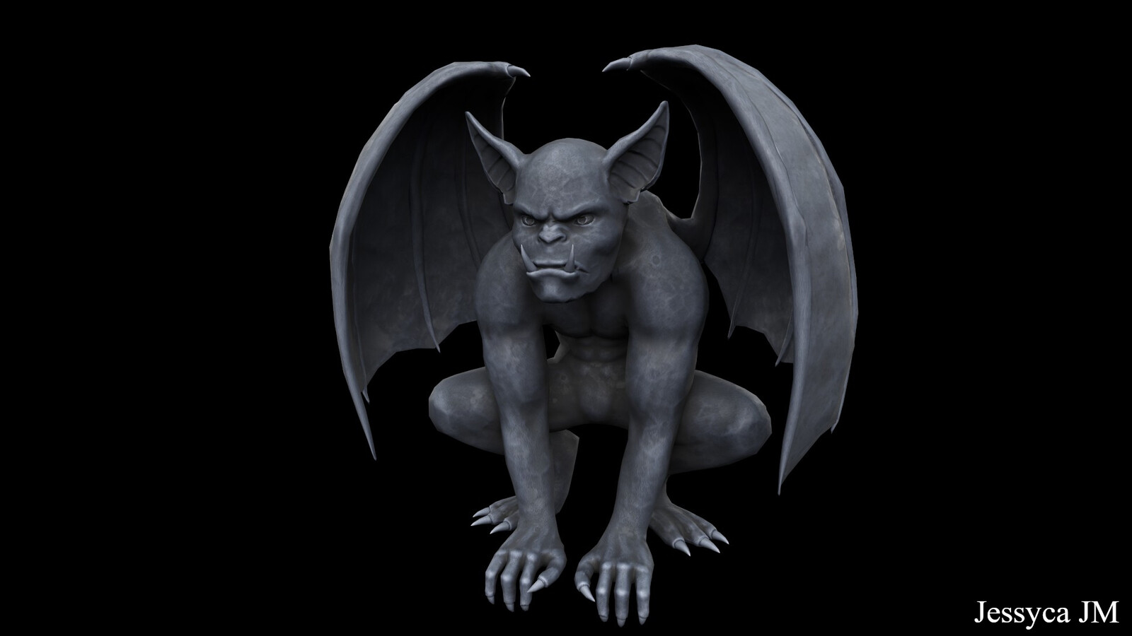 Render made in Substance Painter in order to have a better view on the work that has been done on the textures. I was aiming to give the gargoyle a soft rocky feel.