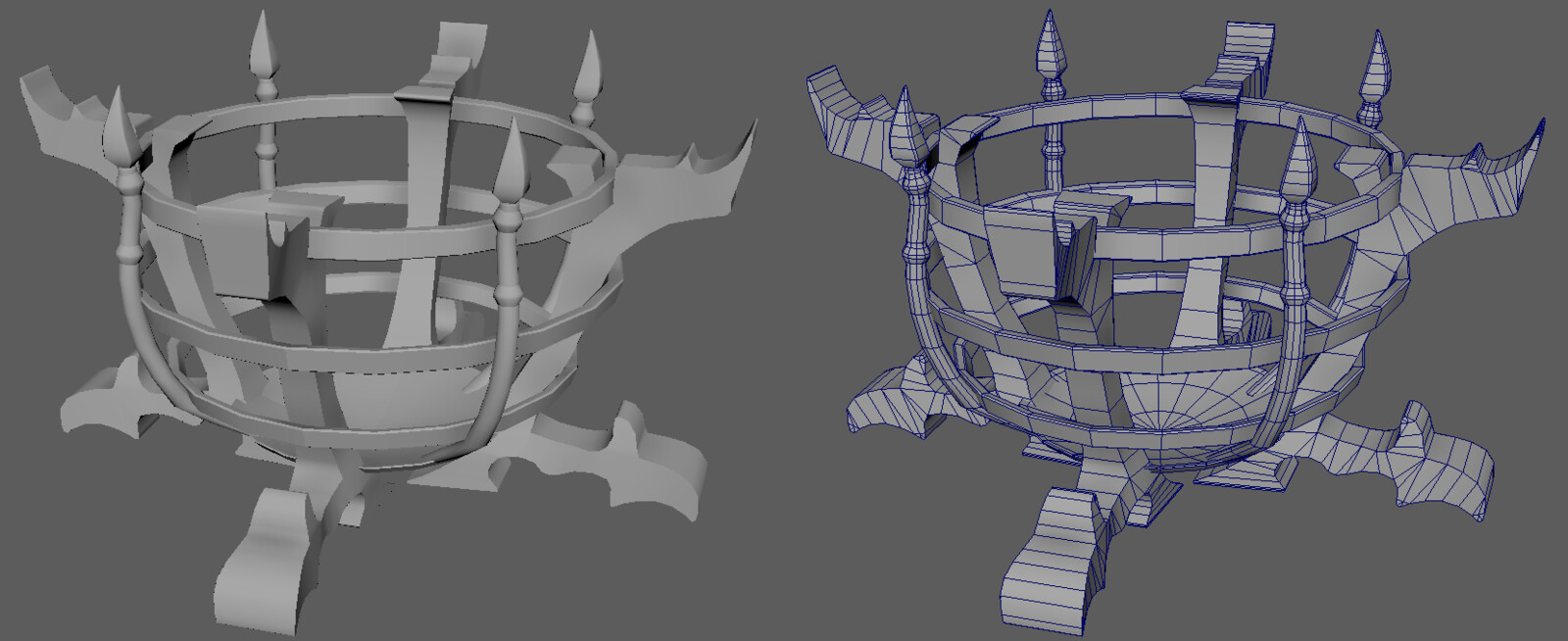 Low poly and wireframe, in Maya. 5250 tris.