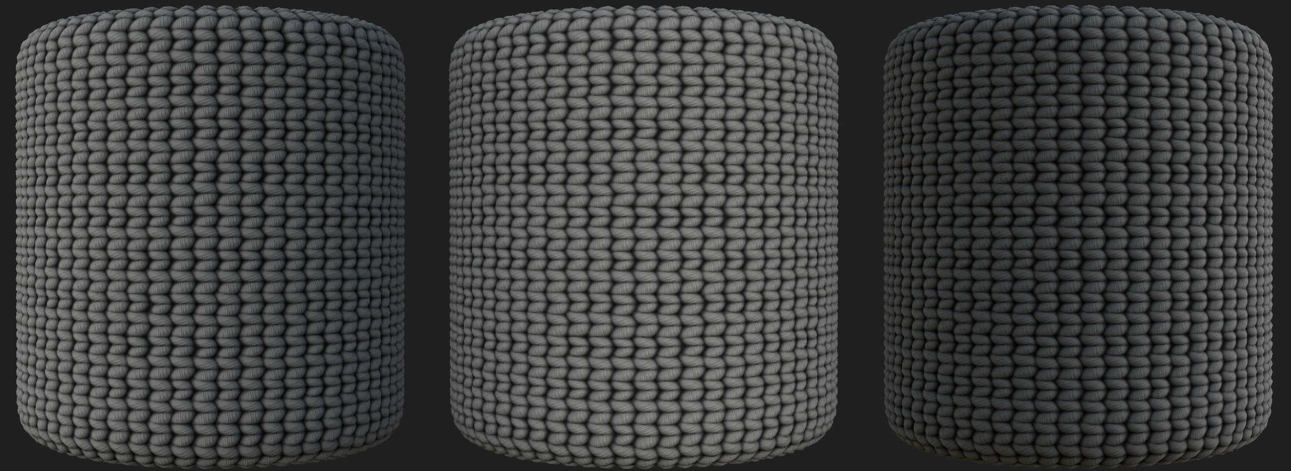 Procedural wool material I created in Substance Designer, without albedo
