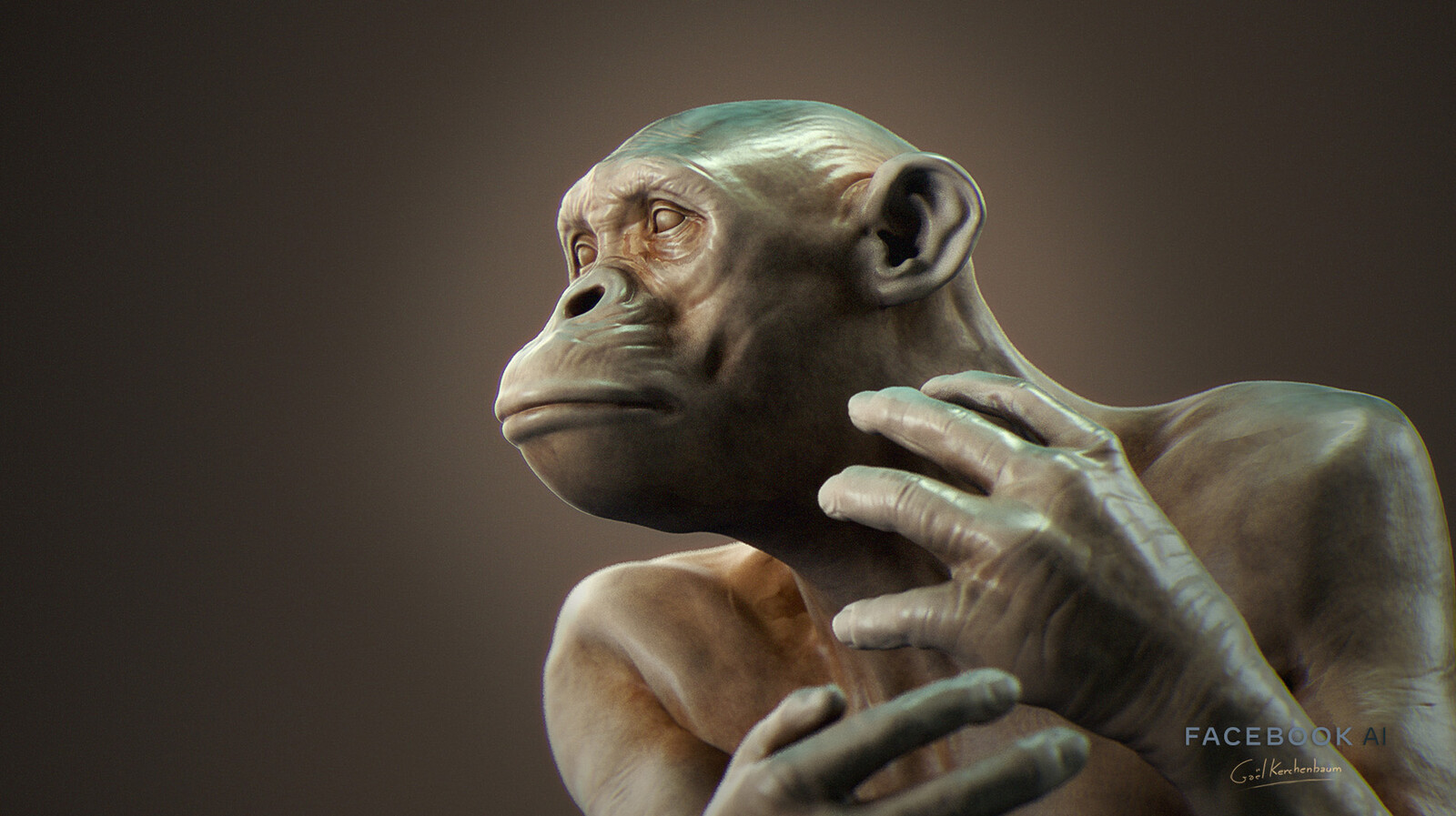 Chimpanzee - Portrait. A Facebook AI journey into digital wildlife, by Gael Kerchenbaum