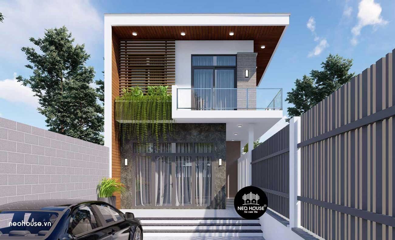 THIẾT KẾ NHÀ ỐNG HIỆN ĐẠI 2 TẦNG 1 TUM MẶT TIỀN 6M TẠI NINH BÌNH