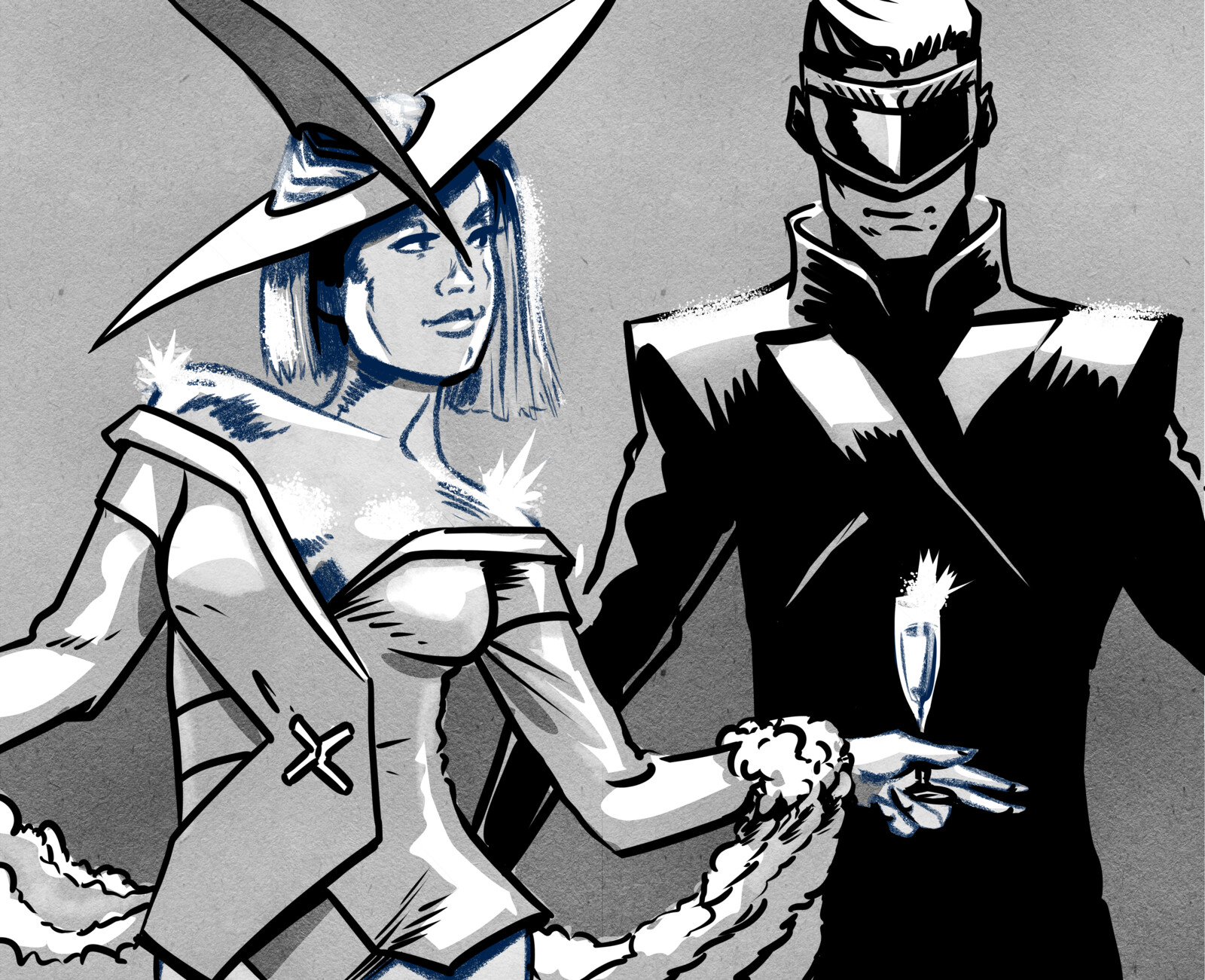 Emma Frost and Cyclops - Inktober Day 1 Crystal