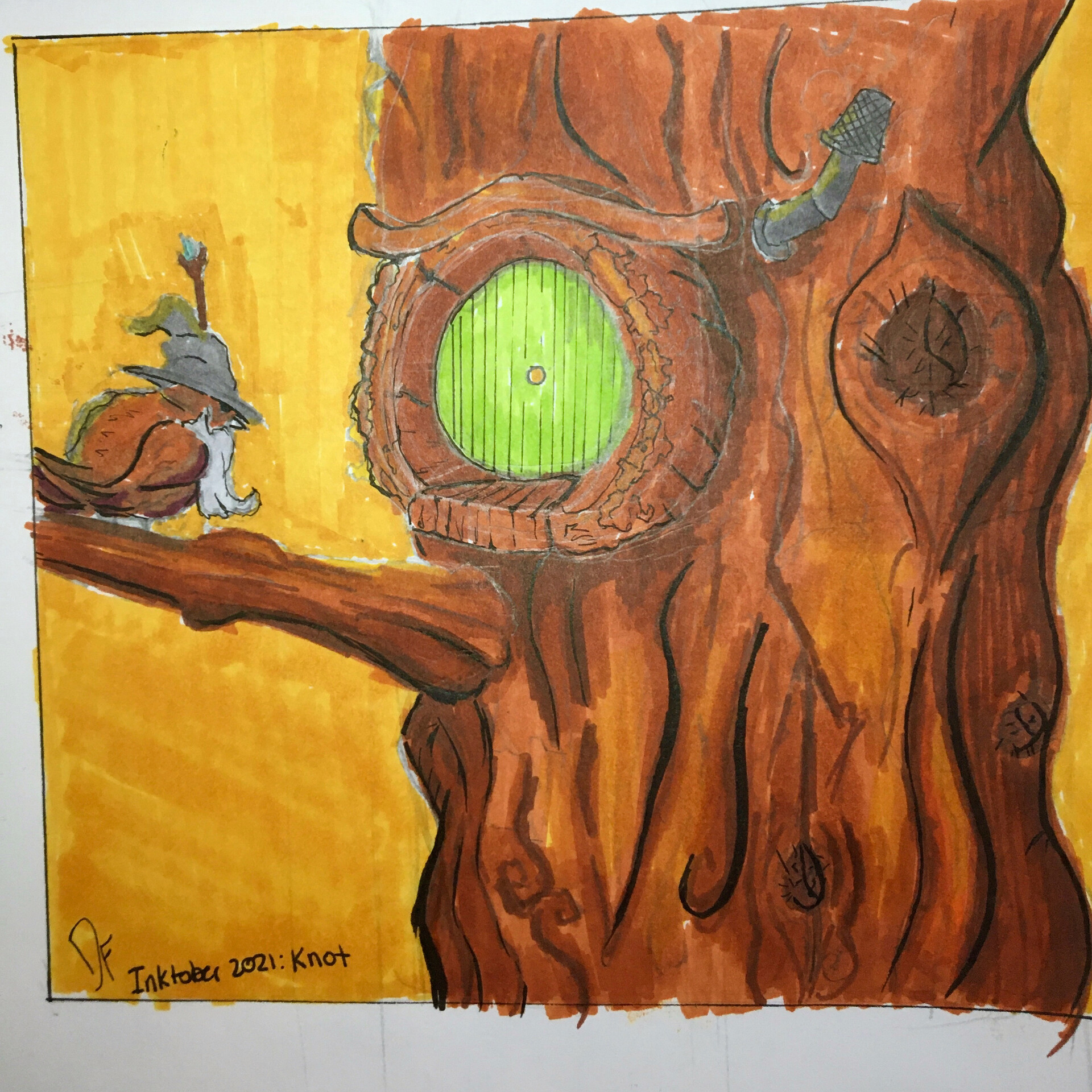 Artstation hobbit hole in a tree knot