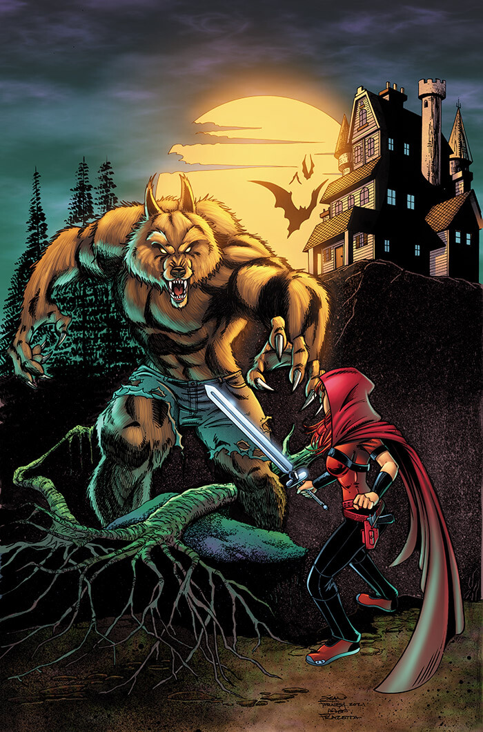 Scarlet Huntress 2021 Baltimore Yearbook

Homage to Frank Frazetta 

Pencils, inks, and colors by Sean Forney 

Scarlet Huntress copyright and registered trademark Stephanie and Sean Forney 