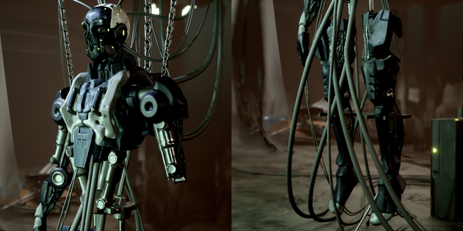 The robots hanging, lots idea from Ironman movie