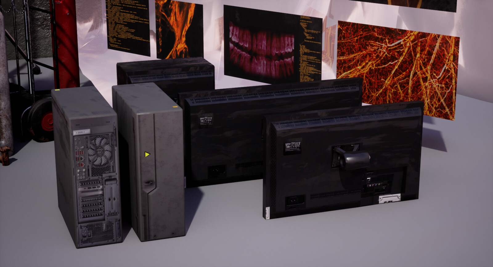 3 main forms of monitor case and many screen variants. screen uses mix of 3 different materials