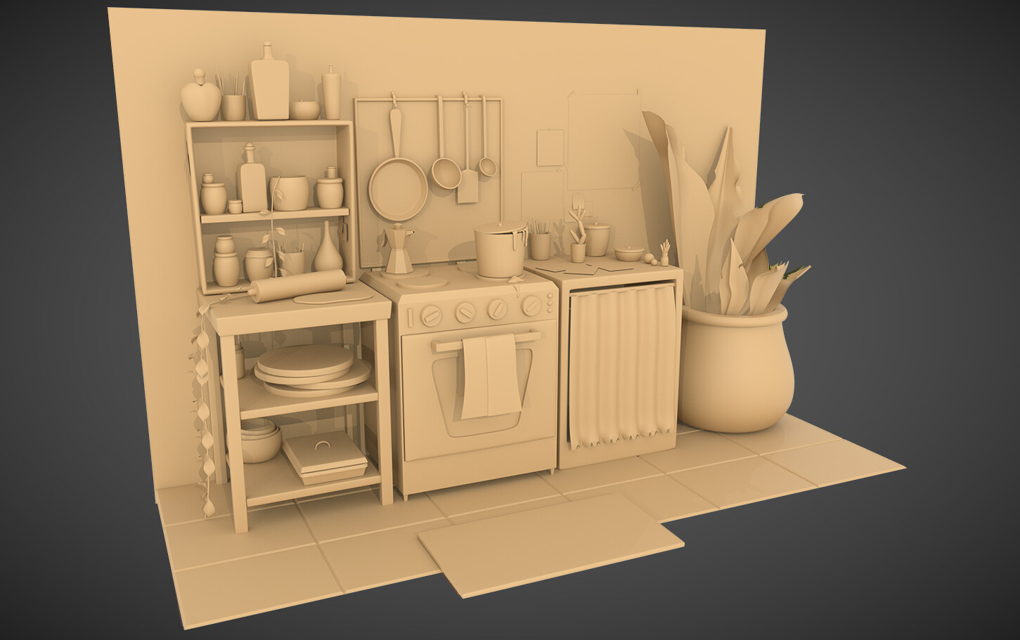 Kitchen responsible for modeling, texturing and lookdev