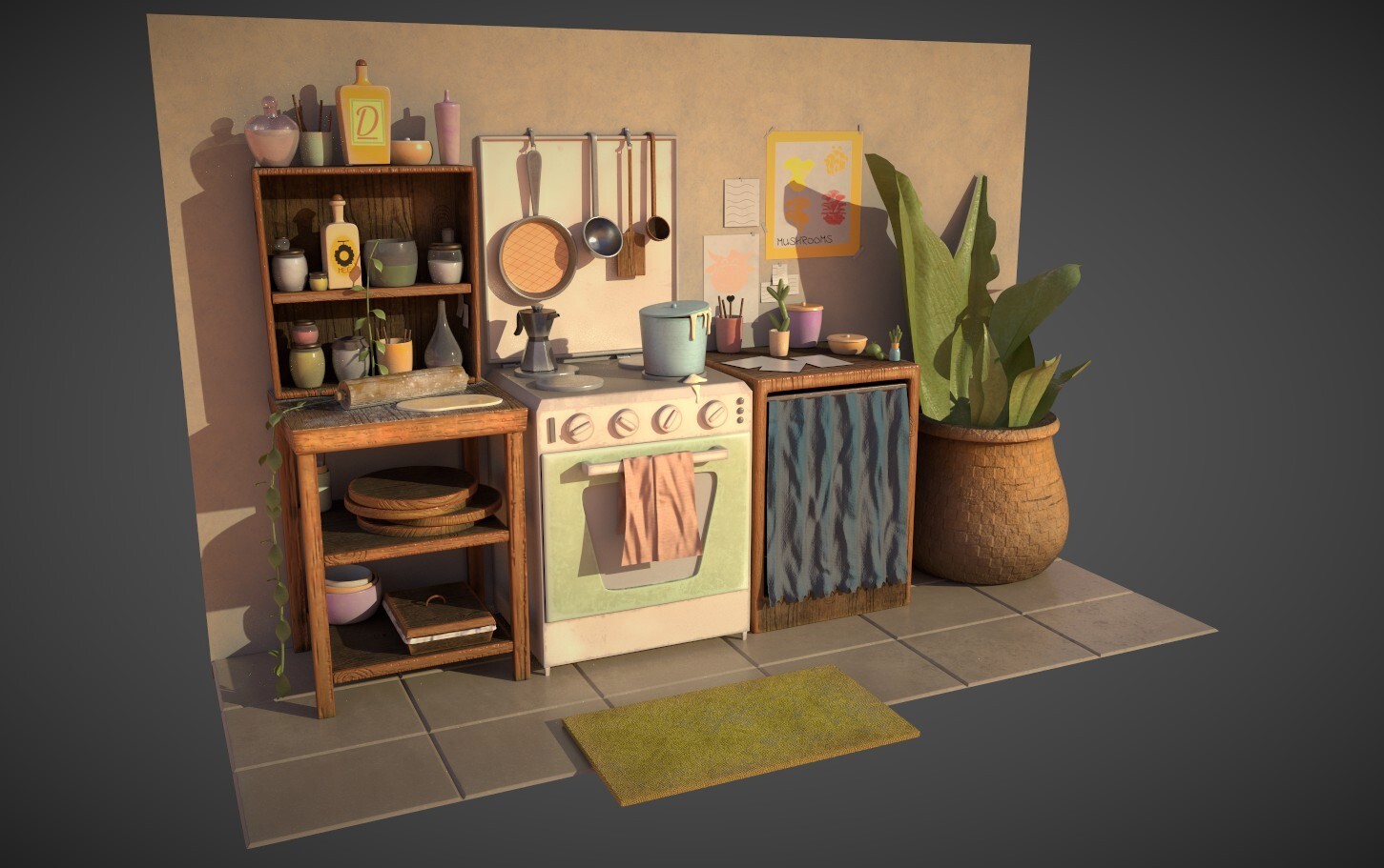 Kitchen responsible for modeling, texturing and lookdev