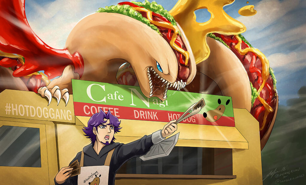 ArtStation Blue Eyes Hot Dog Dragon (Fanart commission)