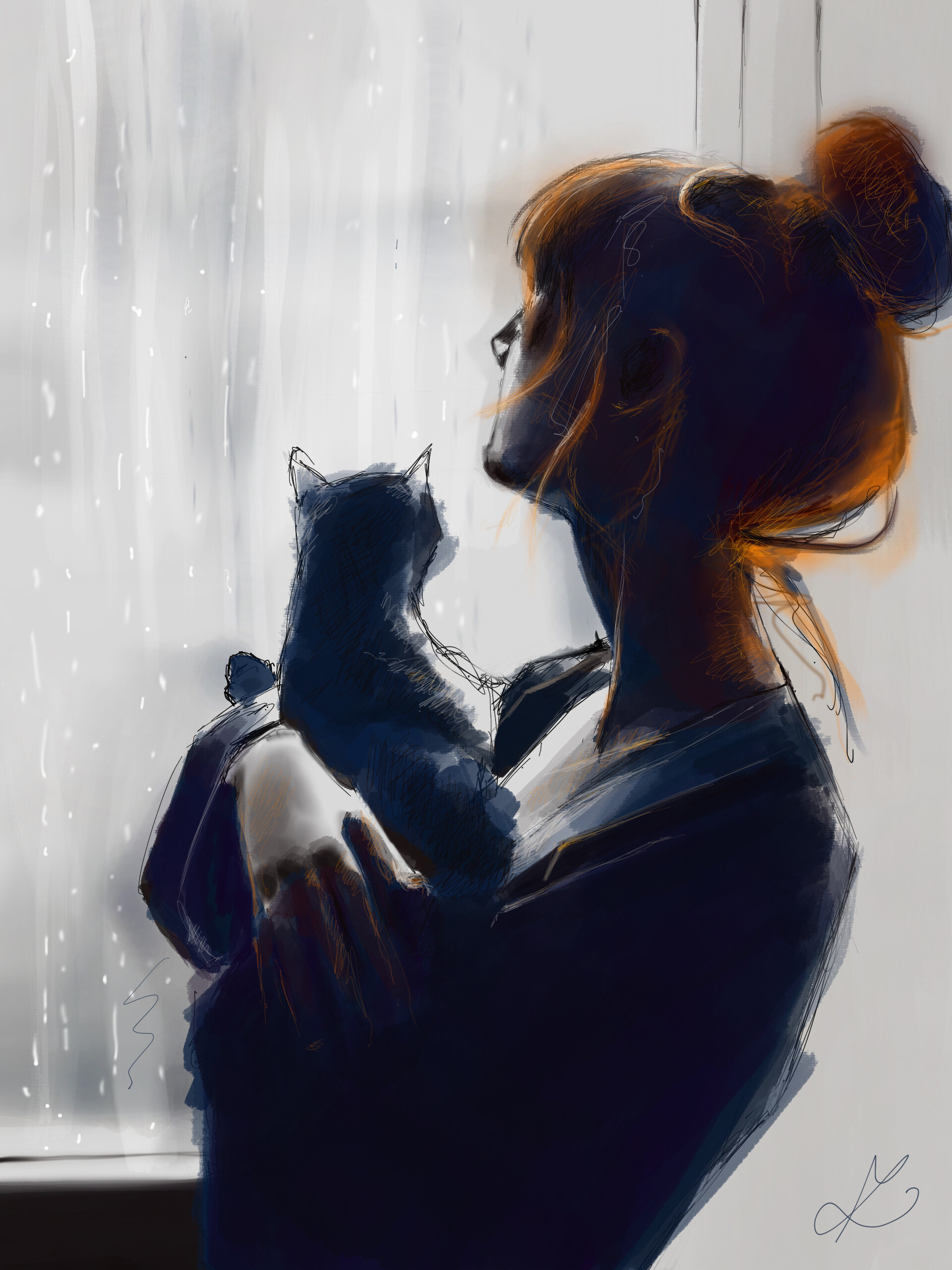 ArtStation - Watching the rain together