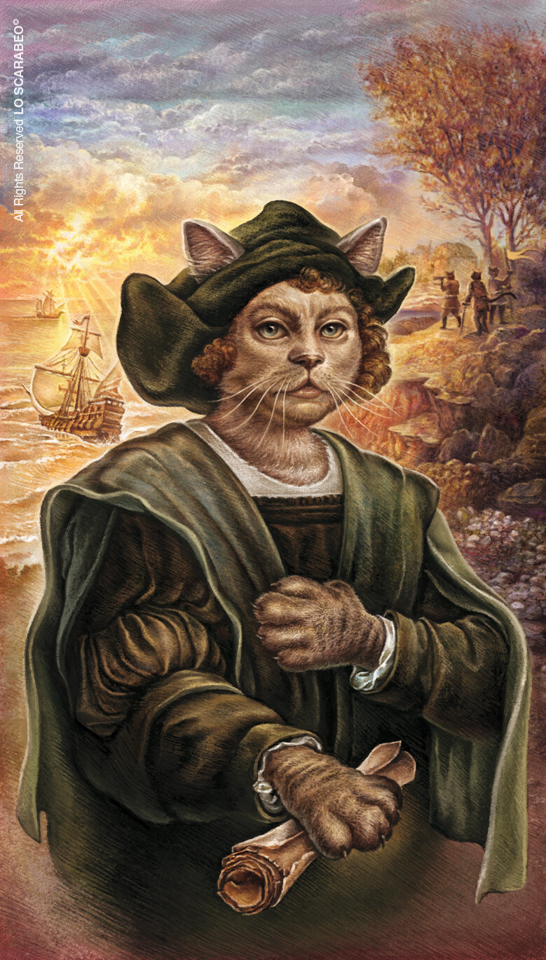 Full view of the illustration of Catlumbus, the 6 of swords