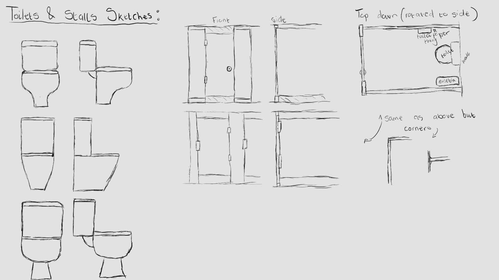Bathroom Asset Sketches