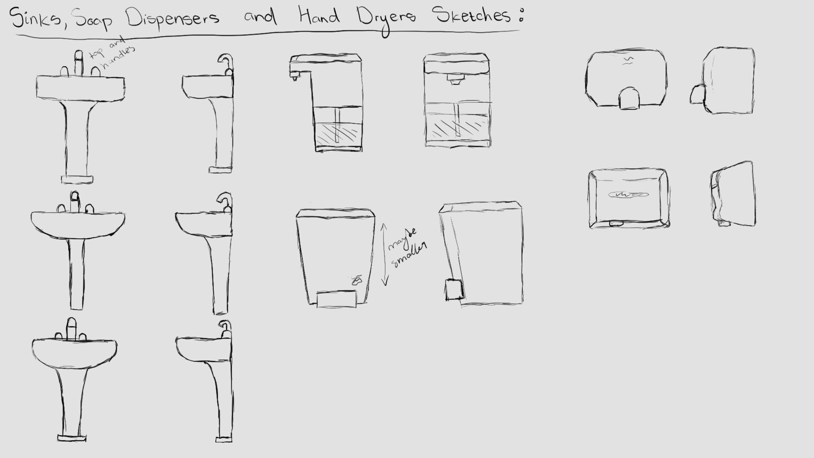 Bathrooms Asset Sketches
