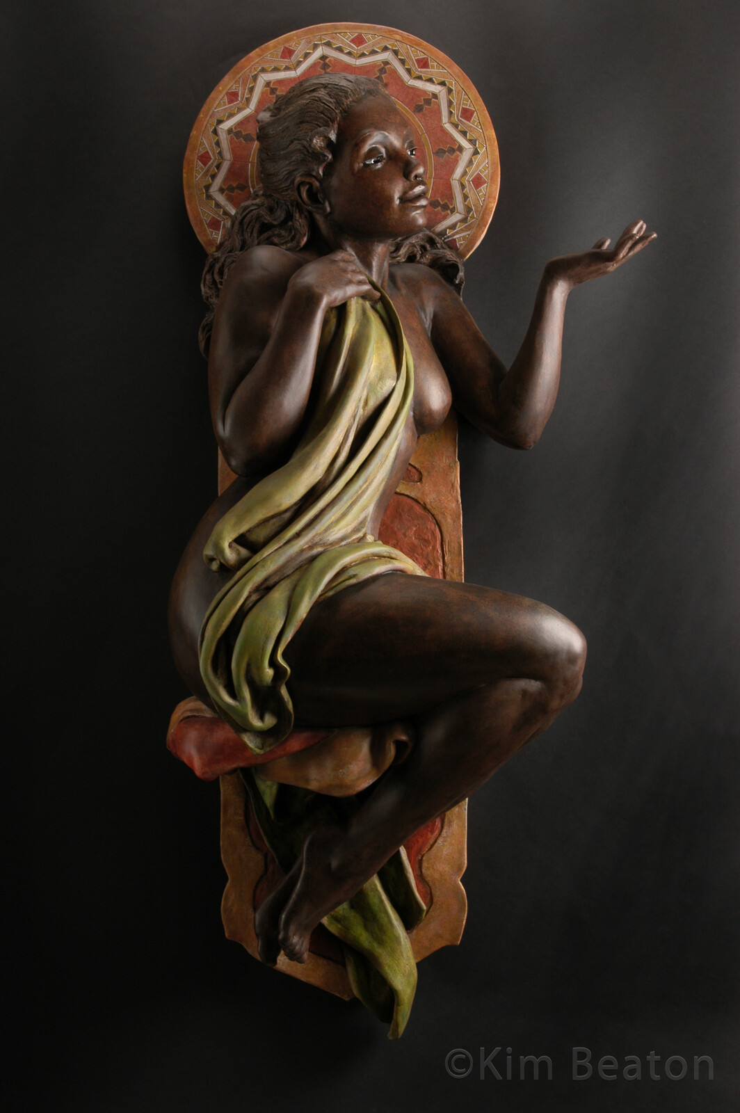 Art Nouveau inspired African woman. 
Fired ceramic and acrylics. 2005