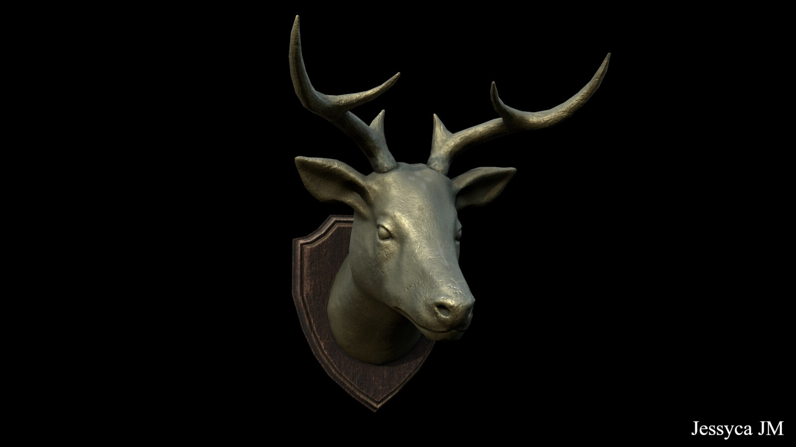 Render made in Substance Painter in order to have a better view on the work that has been done on the textures. I wanted to give a gold feeling to the deer to make it look as a statue. 